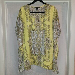 Victoria's Secret - Women's, Medium, Yellow & White, Paisley, Swimsuit Cover-up